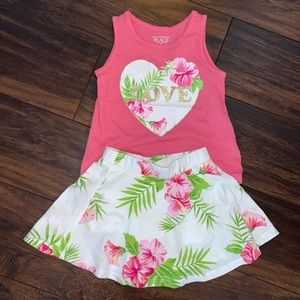 Toddler girl floral matching skort set